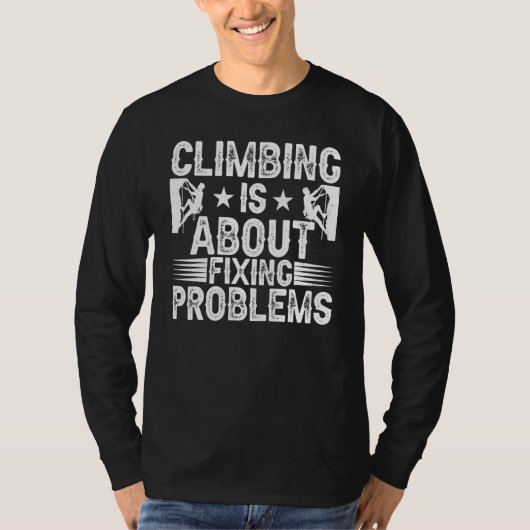 クライミングは問題解決 Funny Climber Mo Tシャツ (正面)