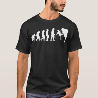クライミングをする人類の進化 伝統的なクライミングギフト Tシャツ