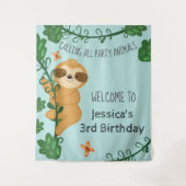 クライミングスロース ジャングル誕生日パーティー タペストリー (正面)