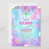 クライミング誕生日パーティーの招待状 Let's Climb & Play 招待状 (正面)
