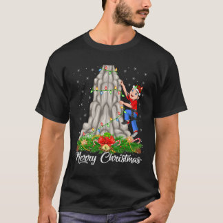 クライミング スポーツ愛好家 クリスマス サンタ帽子 クライミング Tシャツ