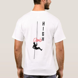 クライムハイシルエットやる気を起こさせるタイポグラフィアート Tシャツ
