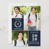 クライモダンシンプル3写真卒業パーティー 招待状 (正面)