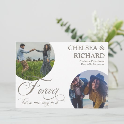 クライモダンスユニーク2枚の写真婚約 案内状 (スタンド正面)