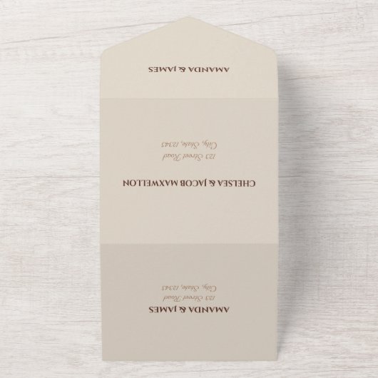 クライモダンボホベエ素朴ージュブラウン結婚ズ オールインワン招待状 (外側)