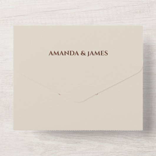 クライモダンボホベエ素朴ージュブラウン結婚ズ オールインワン招待状 (裏面)