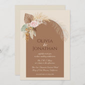 クライモダンボホベエ素朴ージュブラウン結婚ズ 招待状 (正面/裏面)