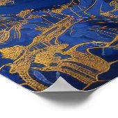 クライン中国のブルー刺繍工芸金ゴールドポスター ポスター (角)