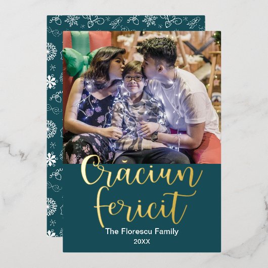 クラウアン・フェリシッド、ルーマニアエレガント・メリー・クリスマス 箔シーズンカード (正面/裏面)