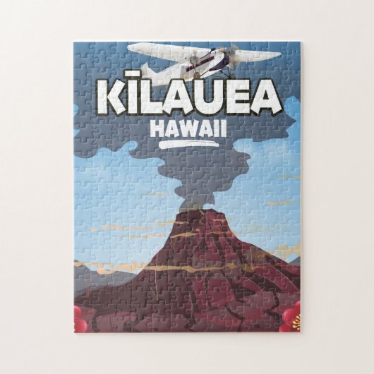 クラウア・ハワイ火山の旅行ポスター ジグソーパズル (縦)