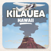 クラウア・ハワイ火山の旅行ポスター スクエアペーパーコースター (正面)