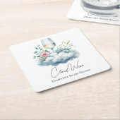 クラウエレガントドワインブライダルシャワー スクエアペーパーコースター (アングル)