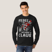クラウスなしの反逆者 クリスマスのユーモア サンタクロース 自転車 Tシャツ (正面フル)