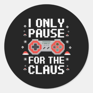 クラウスのみをポーズするレトロビデオゲームクリスマス ラウンドシール
