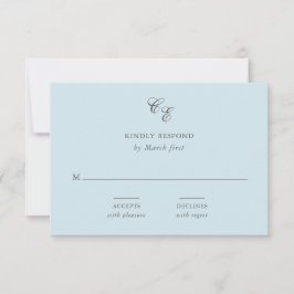 クラウディアパウダーブルーエレガントな結婚式 出欠カード