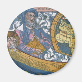 クラウディオス・プトレマイオスと1507年の古代の世界地図 マグネット