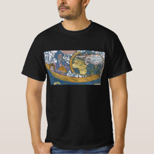 クラウディオス・プトレマイオスと1507年の古代の世界地図 Tシャツ