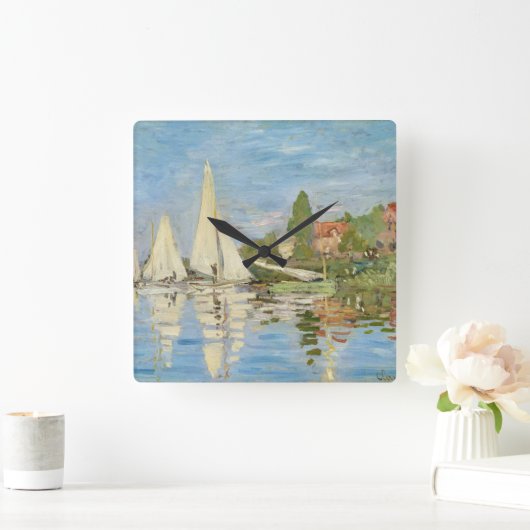 クラウディモネのアルジェンテウイルのレガタス(1872年) スクエア壁時計 (ホーム)