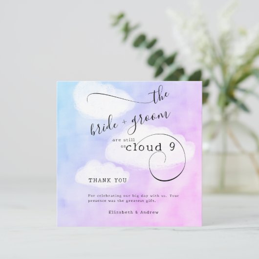 クラウドからのレター9ユーモアのあるカジュアルウェディングシャワー サンキューカード (スタンド正面)