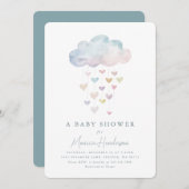 クラウドとハートベビーシャワー招待状 招待状 (正面/裏面)