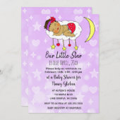 クラウドとムーンガールの赤ちゃんシャワーにエスニックベビー 招待状 (正面/裏面)