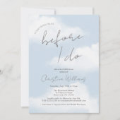 クラウドを実行する前に何か青いブライダルシャワー 招待状 (正面)