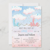 クラウドウォーターの色He or Her Gender Revealパーティー 招待状 (正面)