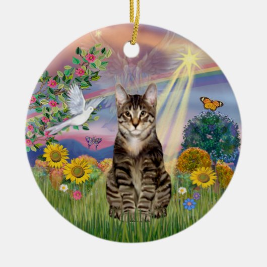 クラウドエンジェル - トラ猫の天使 セラミックオーナメント (正面)