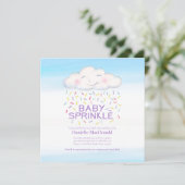クラウドキャンディベビー散水水色正方形 招待状 (スタンド正面)