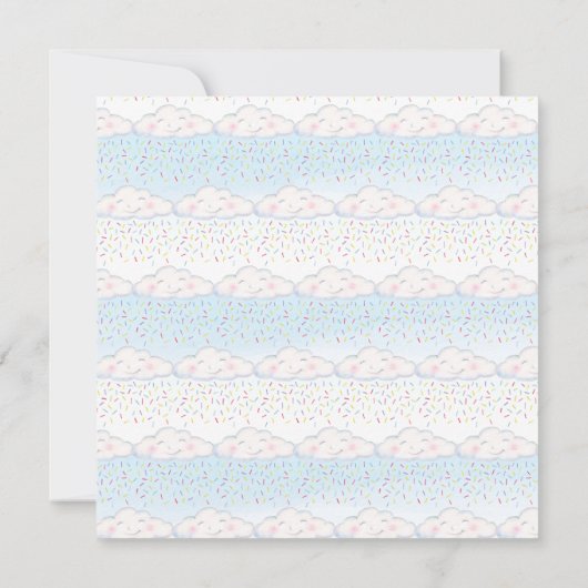 クラウドキャンディベビー散水水色正方形 招待状 (裏面)