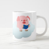 クラウドジャンボマグカップ上のかわいい漫画ピグリーダー ジャンボコーヒーマグカップ (右)