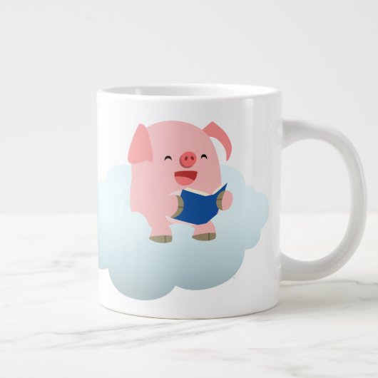 クラウドジャンボマグカップ上のかわいい漫画ピグリーダー ジャンボコーヒーマグカップ (右)