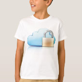 クラウドストレージとパッドロックのアイコン Tシャツ (正面)