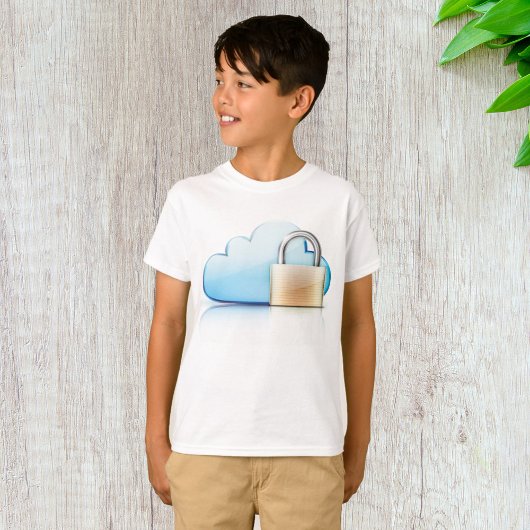 クラウドストレージとパッドロックのアイコン Tシャツ