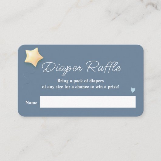 クラウドテーマベビーシャワーブルーおむつラッフル エンクロージャーカード (正面)