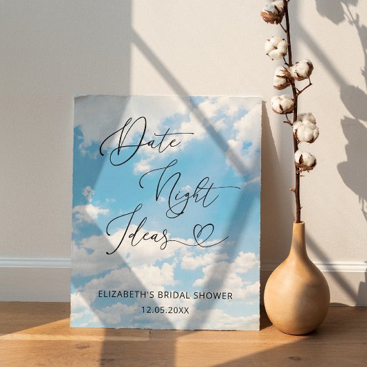 クラウドテーマ日付ナイトアイディアブライダルシャワー ポスター