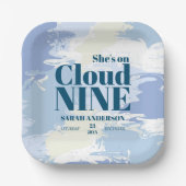 クラウドナイお洒落ンアートブルーブライダルシャワー ペーパープレート (正面)