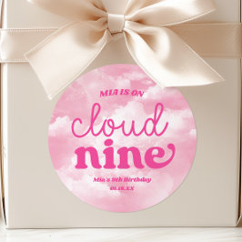 クラウドナインで幸せ ピンクの9歳の誕生日パーティー ラウンドシール