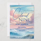 クラウドナインのレインボーグリッターベビーシャワー 招待状 (正面)