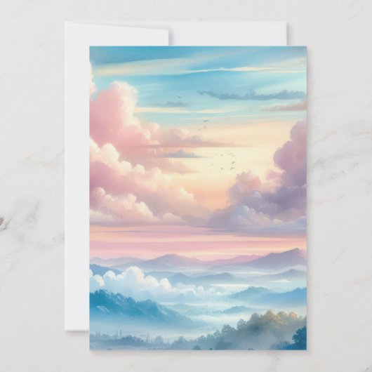 クラウドナインのレインボーグリッターベビーシャワー 招待状 (裏面)