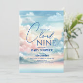 クラウドナインのレインボーグリッターベビーシャワー 招待状 (スタンド正面)