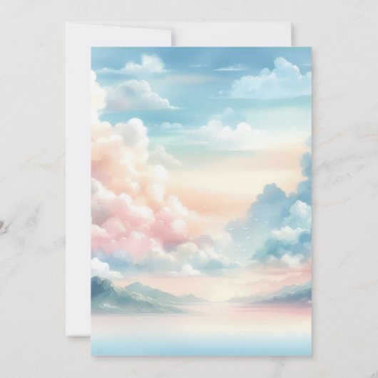 クラウドナインのレインボーグリッターベビーシャワー 招待状 (裏面)