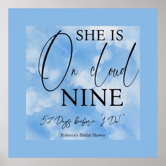 クラウドナインスカイブルーウォーターブライダルシャワー ポスター (正面)