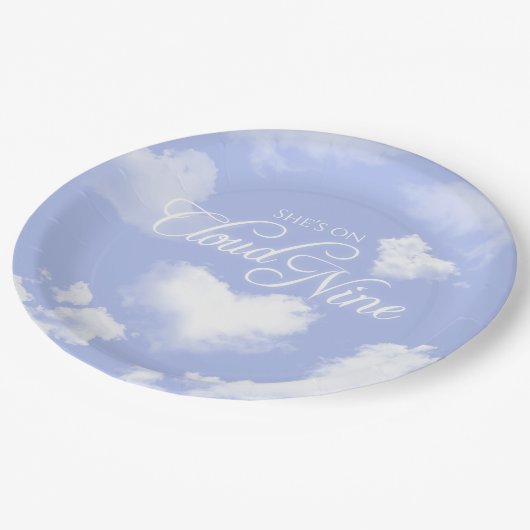 クラウドナインハート 雲 青空 ブライダルシャワー ペーパープレート (アングル)