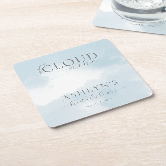 クラウドナインブライダルシャワー紙コースター スクエアペーパーコースター (アングル)
