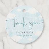 クラウドナインブルーとホワイトのブライダルシャワーのお礼 フェイバータグ (正面)