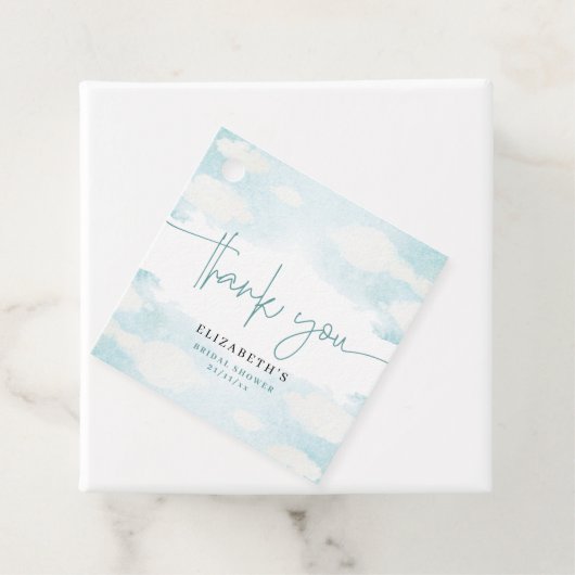 クラウドナインブルーとホワイトのブライダルシャワーの感謝 フェイバータグ (インサイチュ)