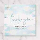 クラウドナインブルーとホワイトのブライダルシャワーの感謝 フェイバータグ (正面)