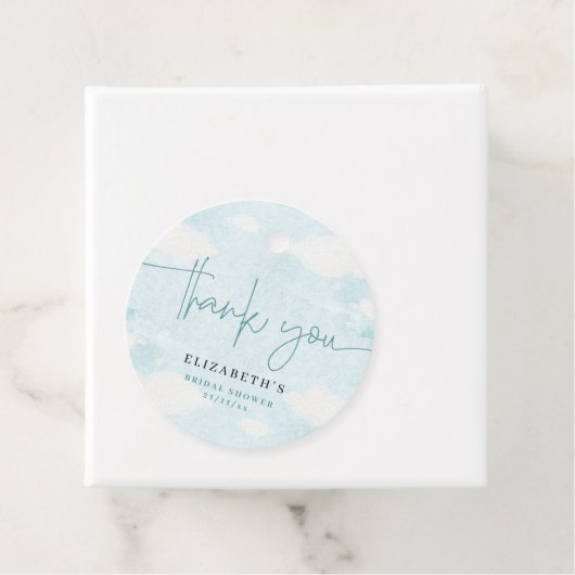 クラウドナインブルーアンドホワイトブライダルシャワーの感謝 フェイバータグ (インサイチュ)