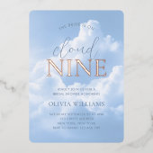 クラウドナインブルースカイクラウドブライダルシャワー 箔招待状 (正面)